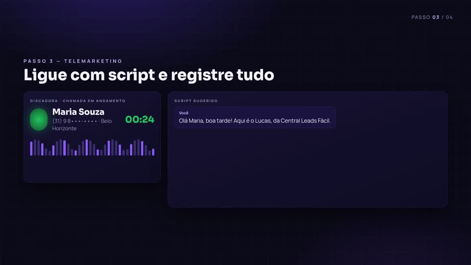 Rotina de telemarketing com script de abordagem